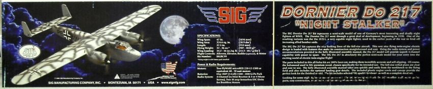 SIG Dornier Do-217 Night Fighter - 47 Inch Wingspan for 4 Channel R/C, SIGRC99 plastic model kit